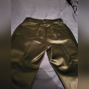 Faux leather black jeans womens